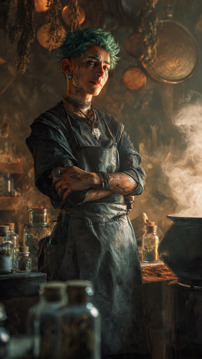 Portrait of Caldris, a fictional Dark Masons character