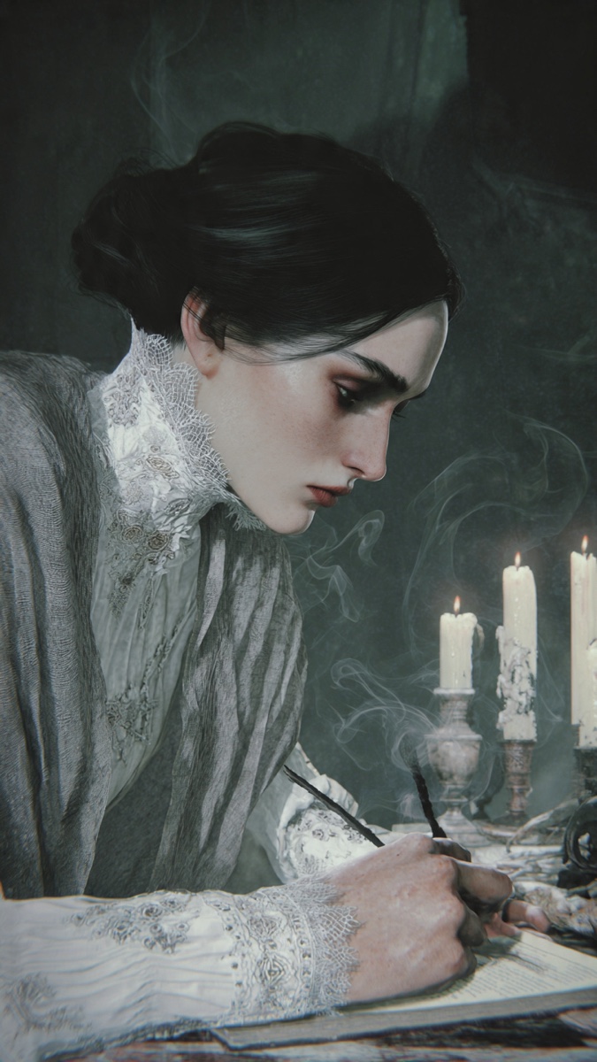 Portrait of Margit Szell, a fictional Dark Masons character