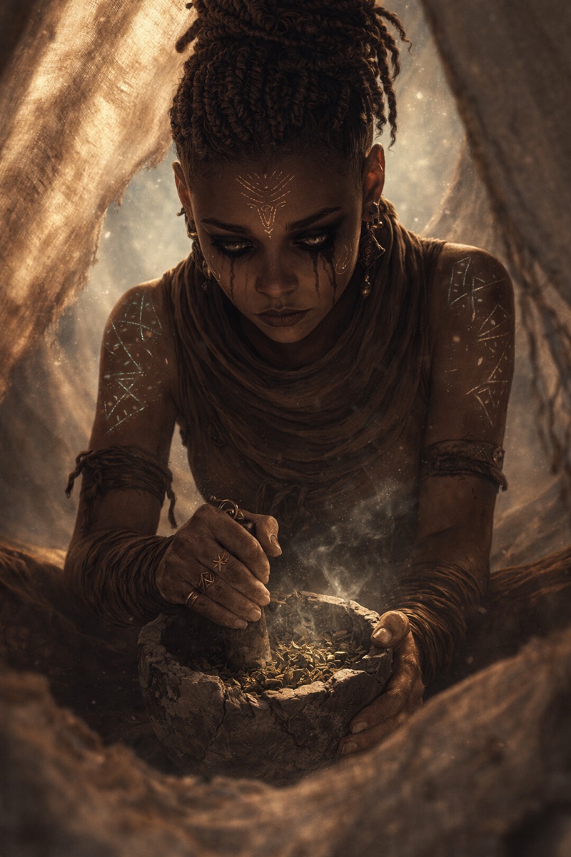 Portrait of Nebthet, a fictional Dark Masons character
