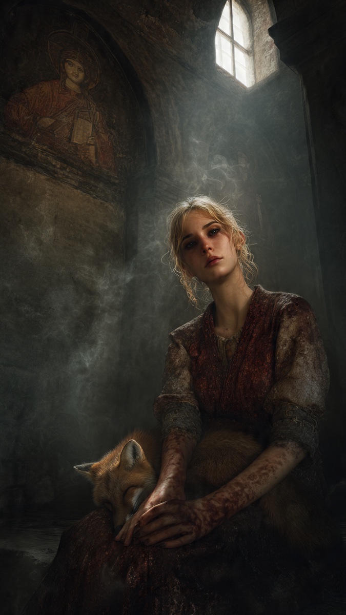 Portrait of Theodora Kharis, a fictional Dark Masons character