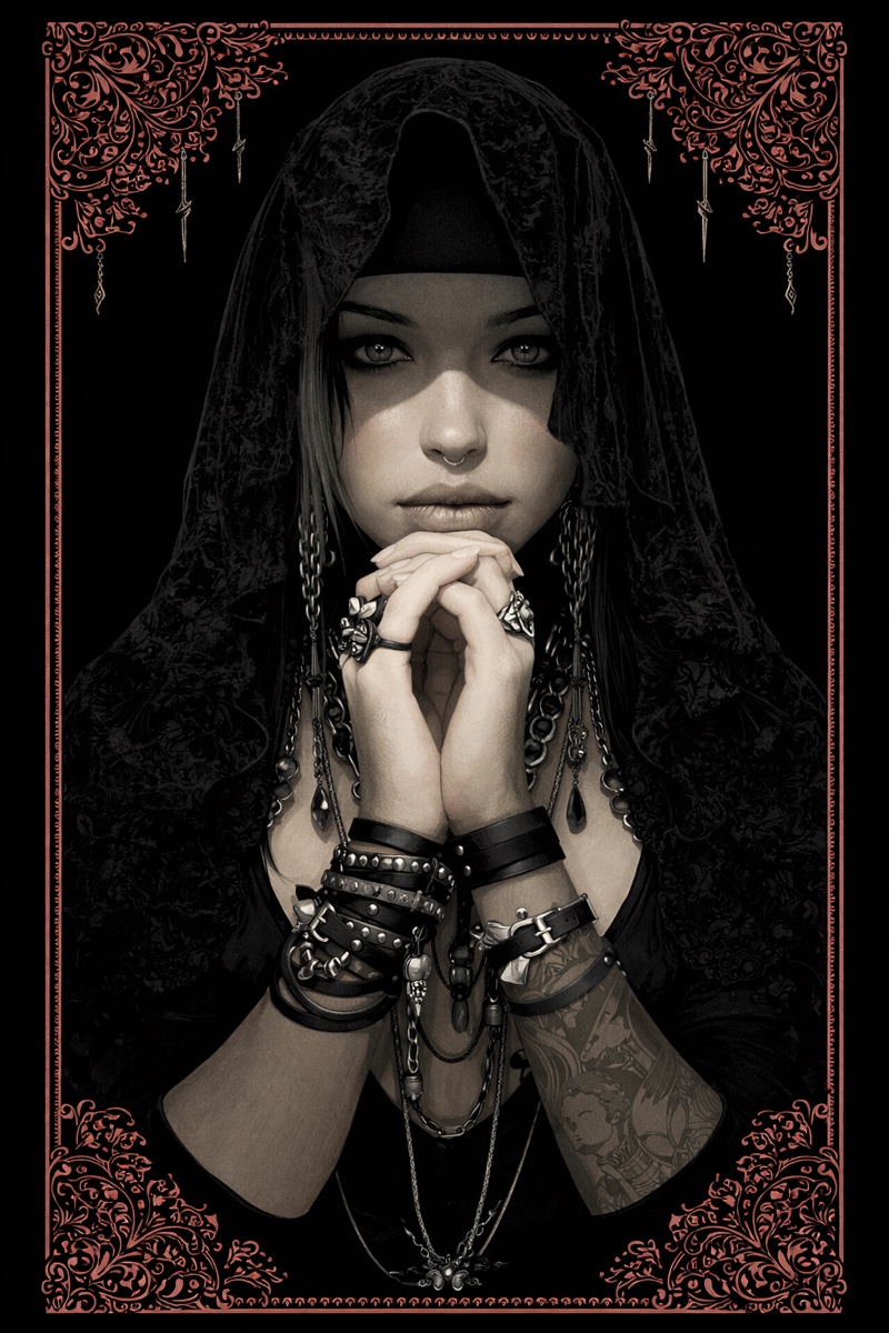 Portrait of Vespertine, a fictional Dark Masons character